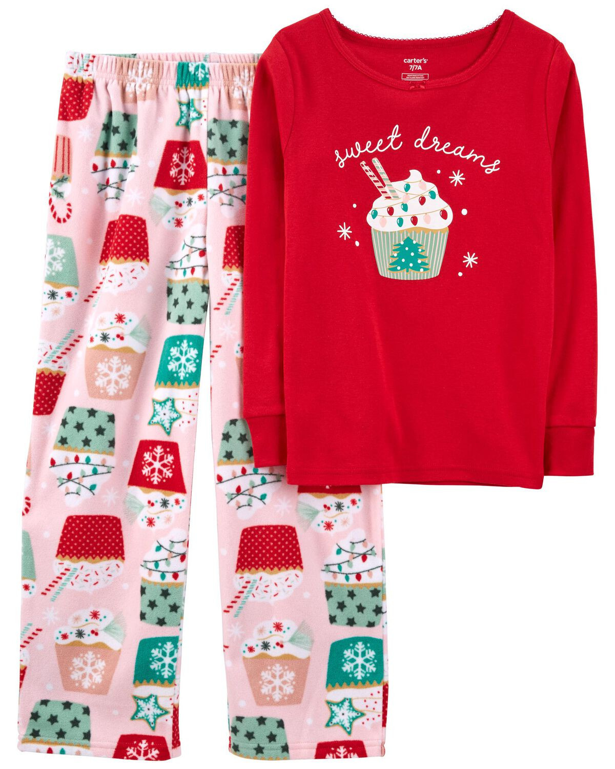 Red/Pink Kid 2-Piece Cupcake Fleece Pajamas | carters.com | Carter's