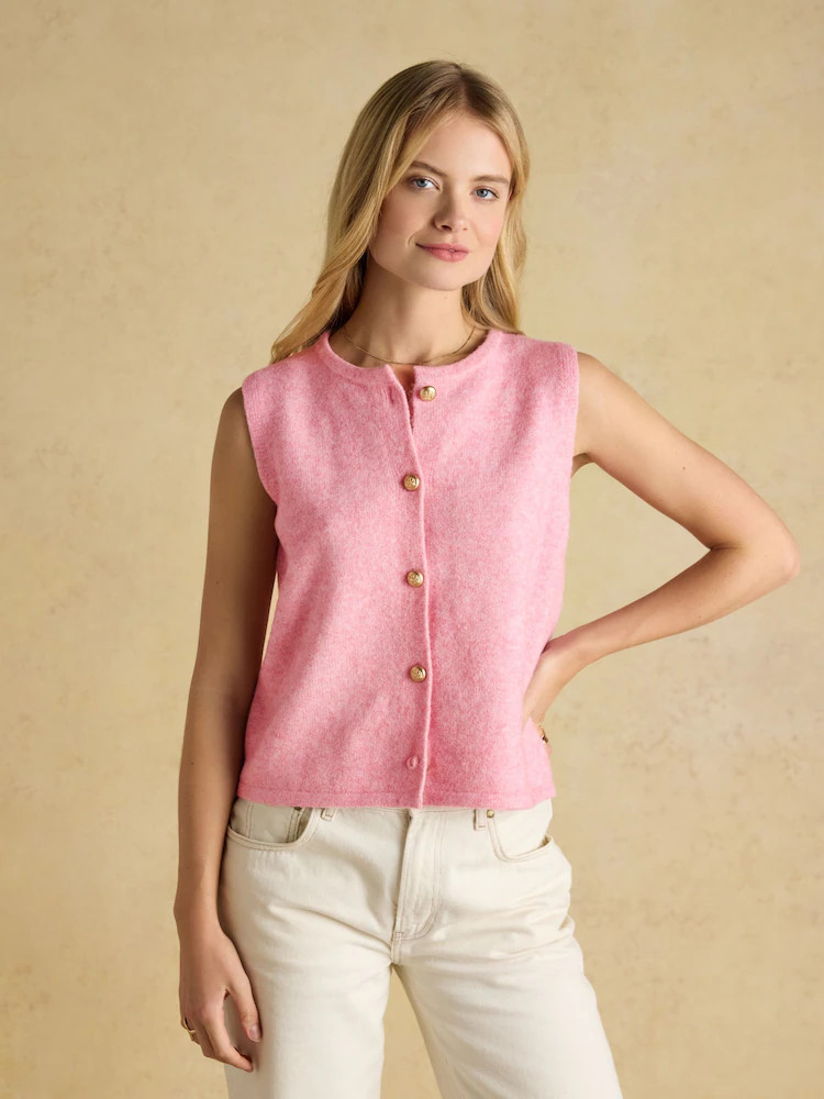 Buy Holly Pink Button Through Knitted Vest from Next USA | Next US