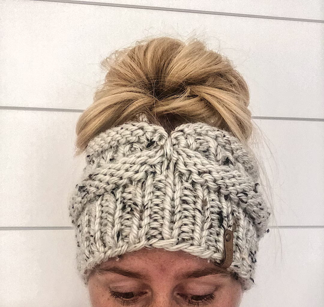 Messy bun/ponytail knitted winter hat | Etsy (US)