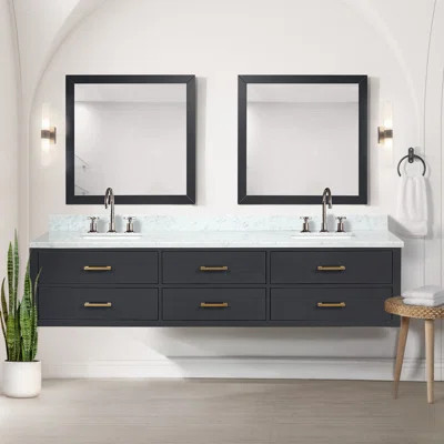 Double Bath Vanity with Carrara Marble Top and Faucet Set | Wayfair North America