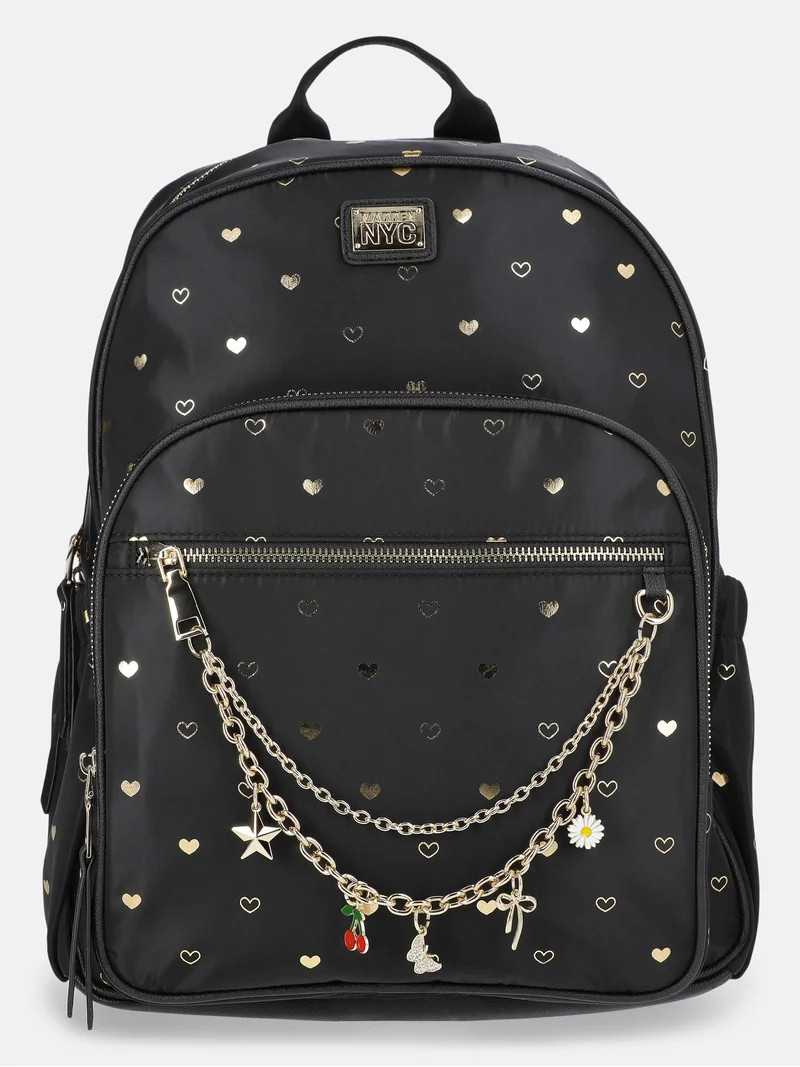 MNYC Women's Chain Pocket Dome Backpack Black Metallic | Walmart (US)