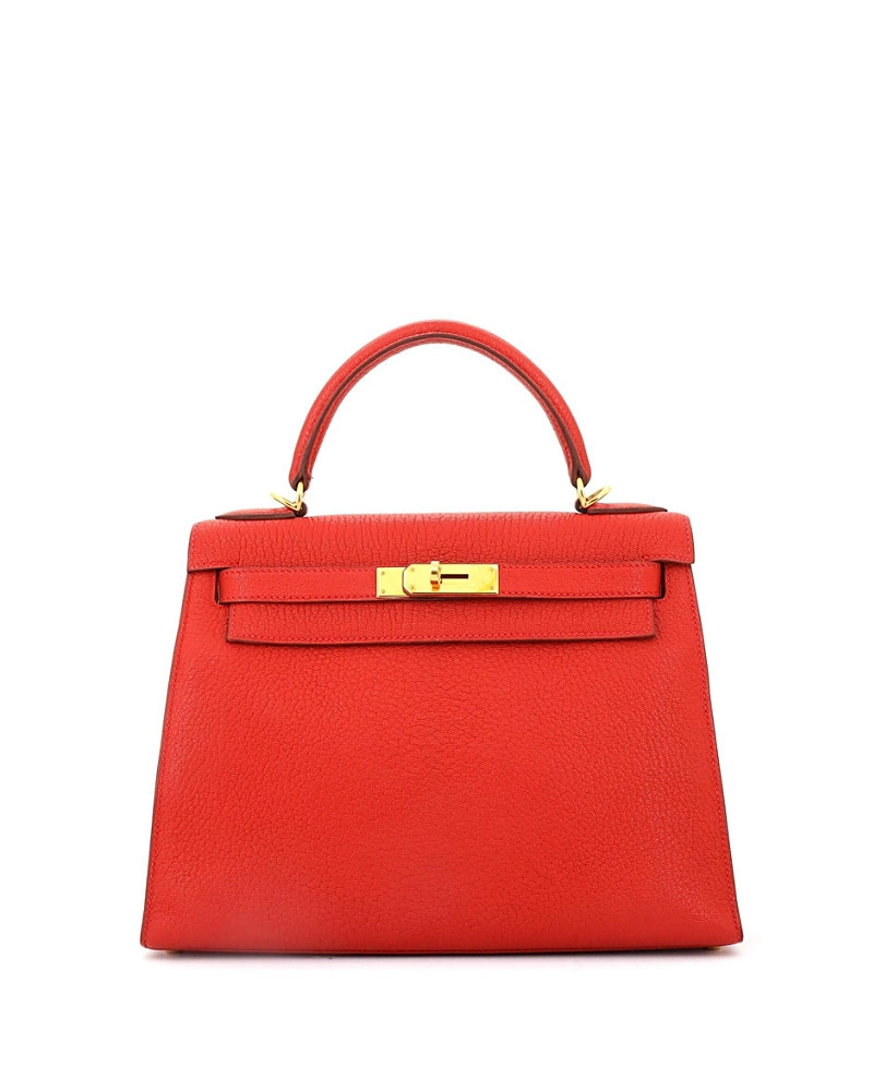 Pre-Owned HERMES Kelly 28 Handbag Red Chevre de Coromandel with Gold Hardware | Bloomingdale's (US)