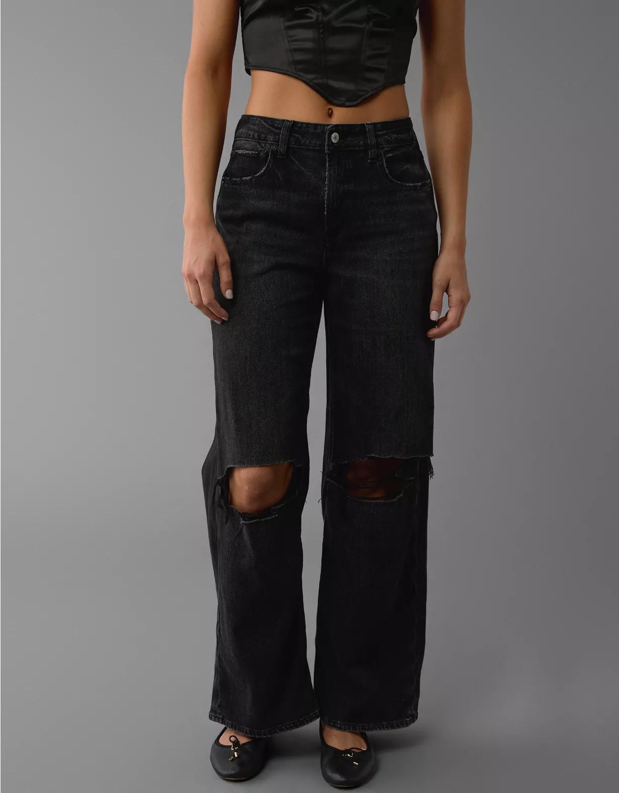 AE Dreamy Drape Stretch Super High-Waisted Baggy Wide-Leg Jean | American Eagle Outfitters (US & CA)