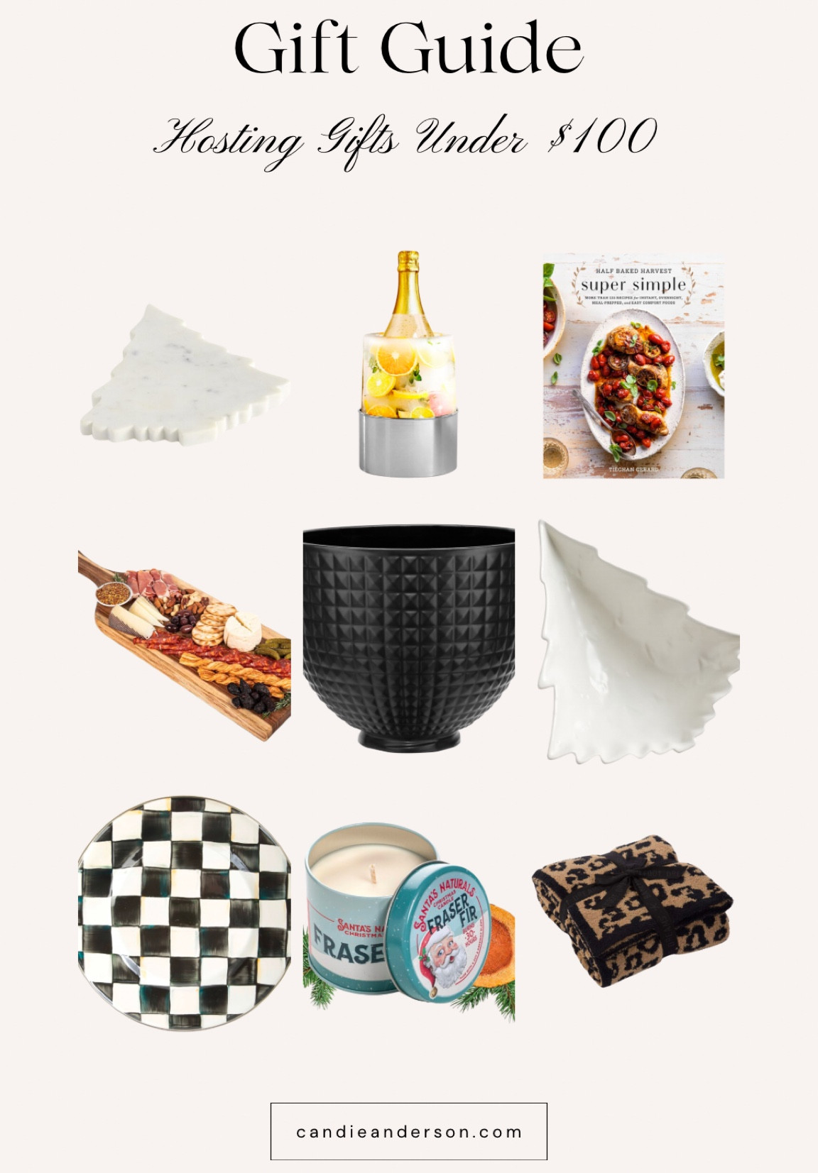 Last minute holiday hosting gift guide for the host and/or hostess. Everything is under $100! You’ll love the Mackenzie-Childs courtly check dinner plate in black and white, a marble Christmas tree cheeseboard, a Kitchen Aid stand mixer bowl, an ice mold for a wine bottle or a champagne bottle for a New Year’s Eve party, a Christmas candle, a cookbook (you’ll love the pizza dough recipe, it’s the best ever), a Christmas tree shaped serving bowl, and a Barefoot Dreams throw blanket! ❤️❤️❤️

#LTKGiftGuide #LTKFindsUnder100 #LTKHome