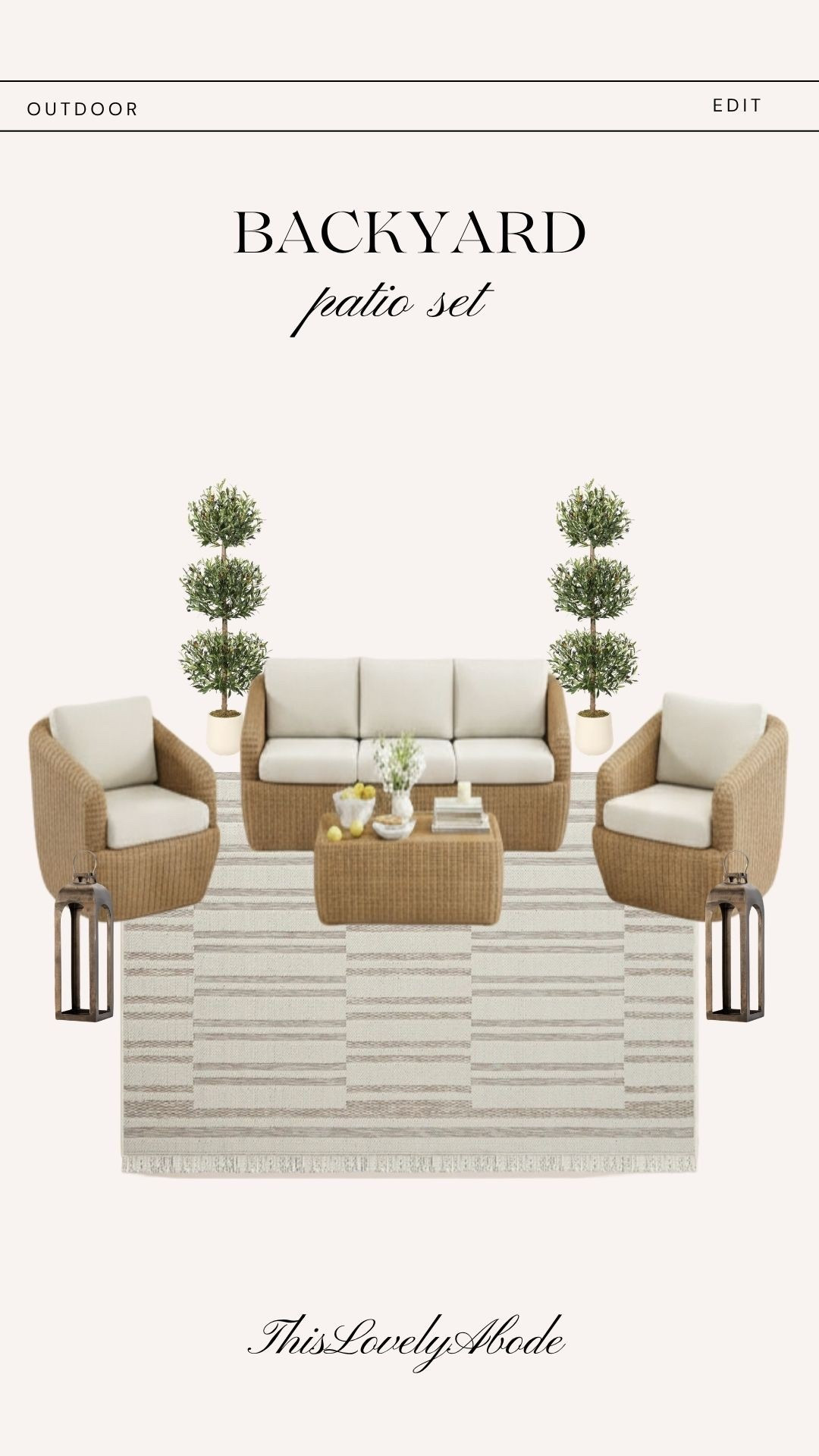 Neutral, classic and timeless outdoor patio set. 
#patioset #wickerpatioset #swivelchairs
#mediterraneanoutdoordecor #springdecor #outdoordecor

#LTKSaleAlert #LTKHome