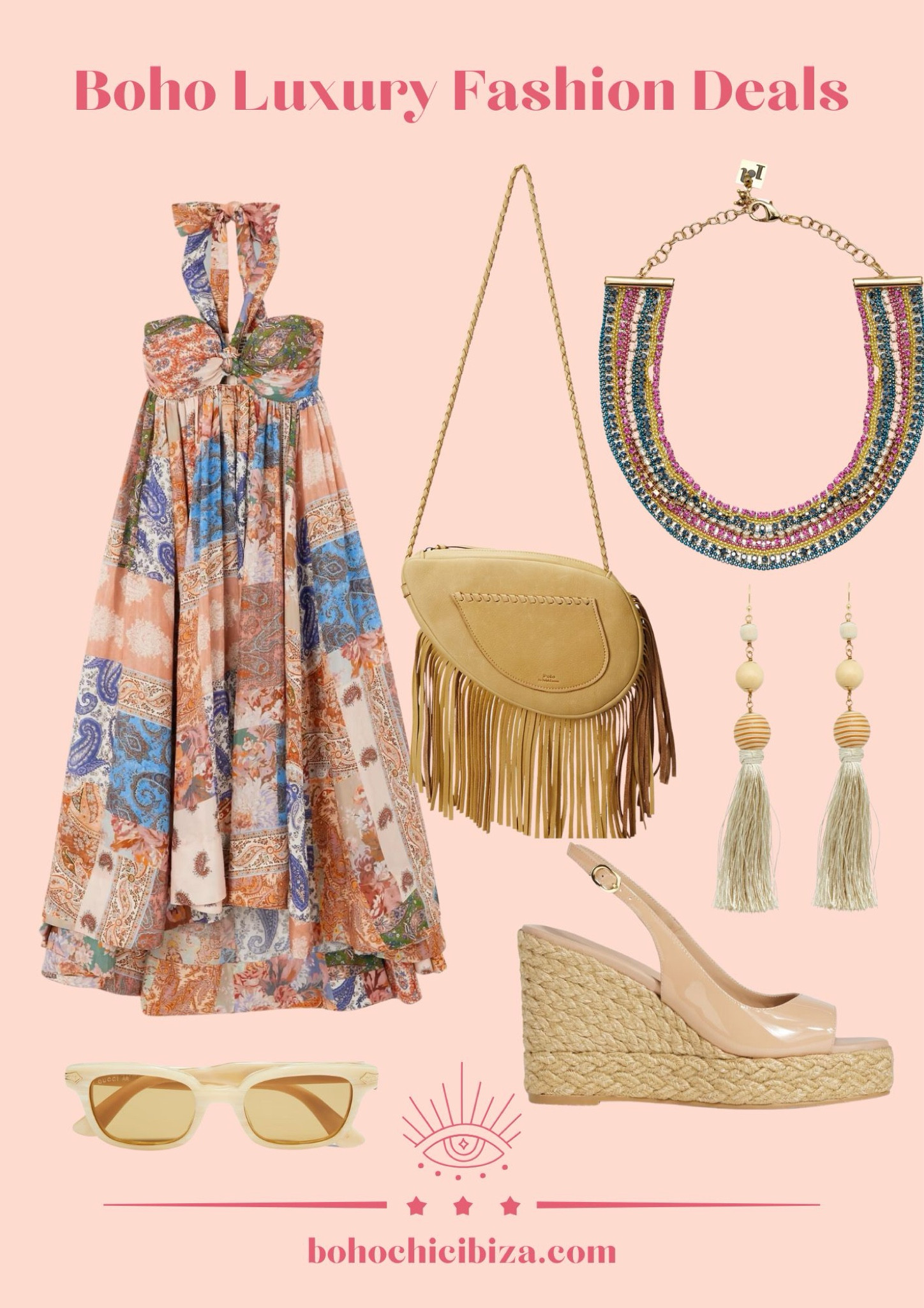 Boho Luxury Fashion Deals 🩷
Vestido bohemio largo
Bolso Ralph Lauren
Collar brillante de colores
Pendientes largos
Cuñas de color nude altas
Gafas de sol

#LTKespana #LTKsale #LTKstyletip