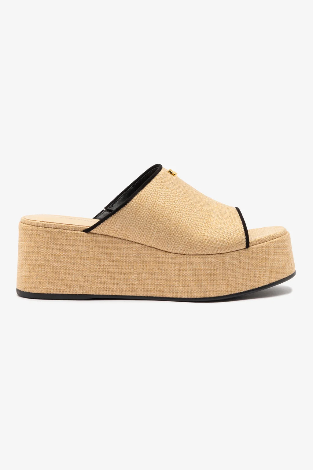 Charli Mule In Beige Raffia and Black Trimming | Larroude