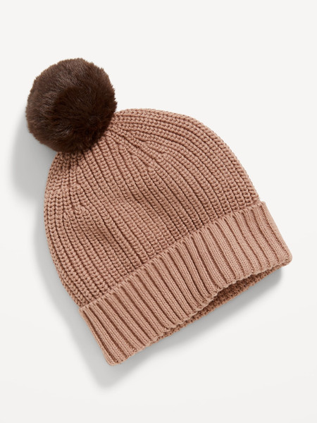 Rib-Knit Faux-Fur Pom-Pom Beanie for Baby | Old Navy (US)