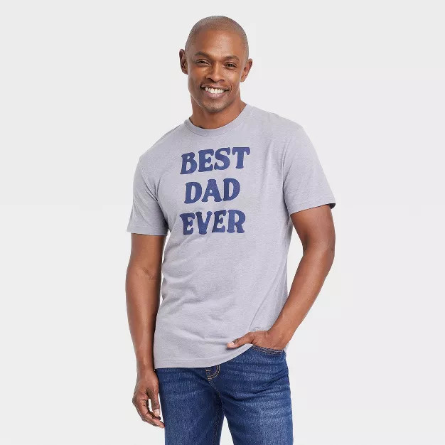 Men's Father's Day Best Dad Ever Short Sleeve Graphic T-Shirt - Heathered Gray | Target