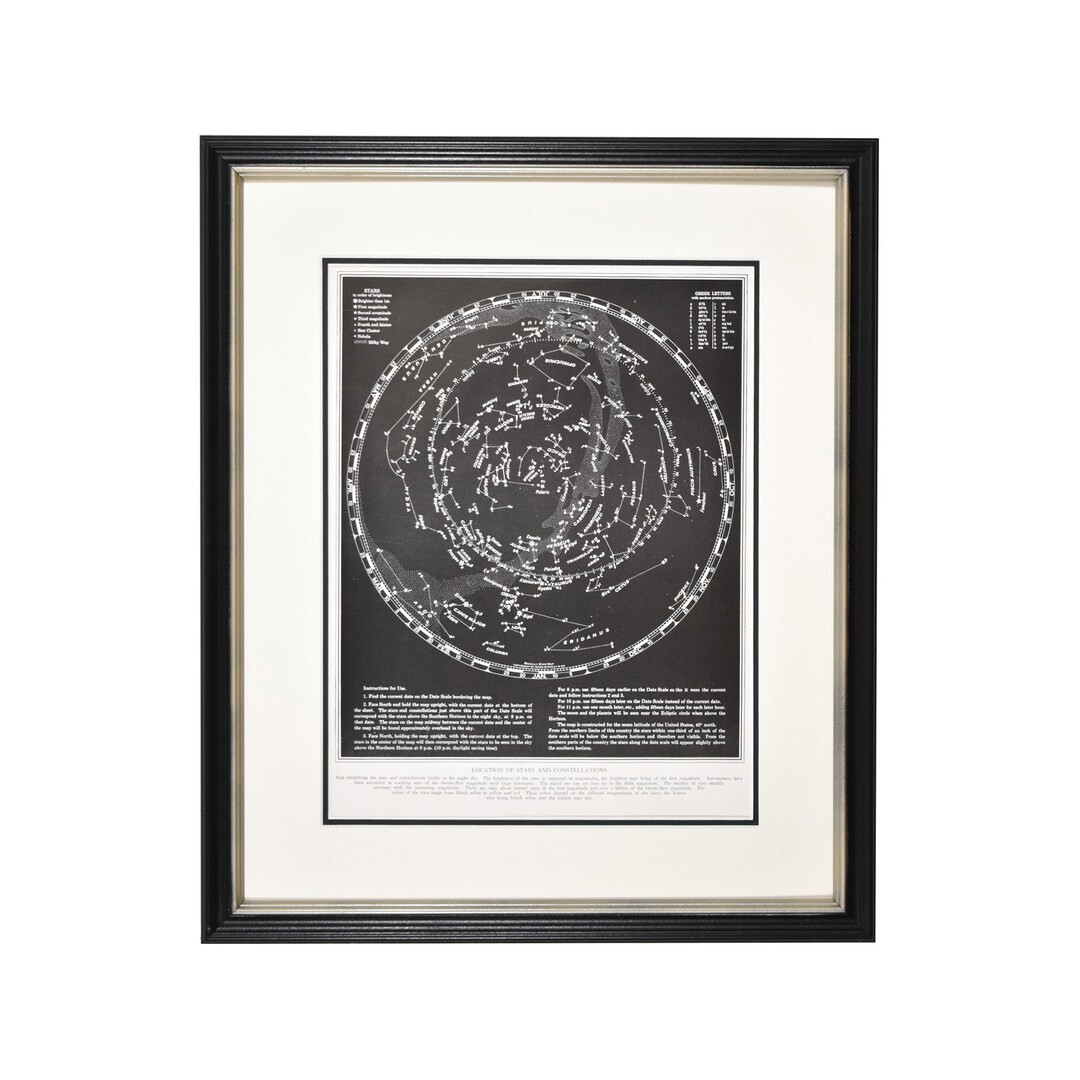 Star Map Print Framed, Original Vintage 1940s Constellation Map, Personalized Valentines Gift-Dad... | Etsy (US)