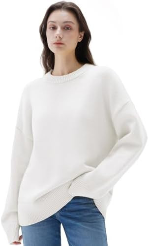 SUUKSESS Women Cashmere Blend Oversized Crew Neck Long Sleeve Pullover Sweaters | Amazon (US)