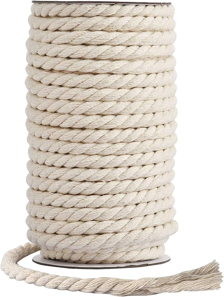 Hdviai Macrame Cord - Natural Unbleached Macrame Rope - 4 Strand Twisted Cotton Rope for Wall Han... | Amazon (US)