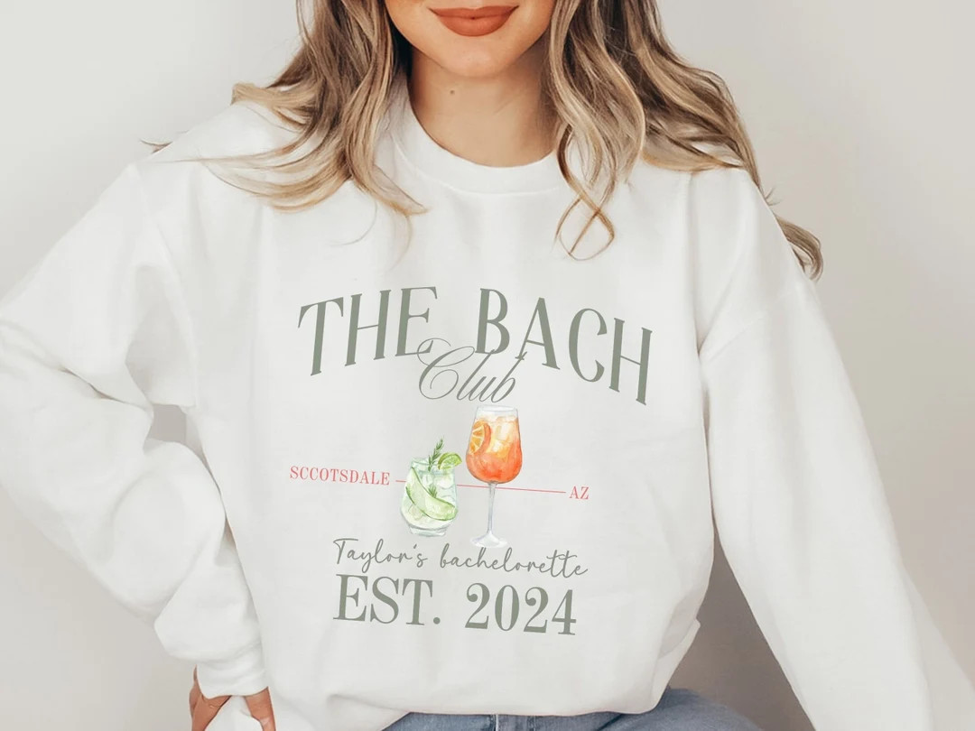 Custom Bachelorette Party Sweatshirts, the Bach Club Sweatshirts, Custom Bachelorette Shirts, Cus... | Etsy (US)