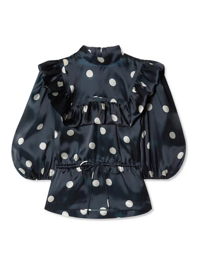 Ruffled polka-dot silk-organza top | NET-A-PORTER (US)