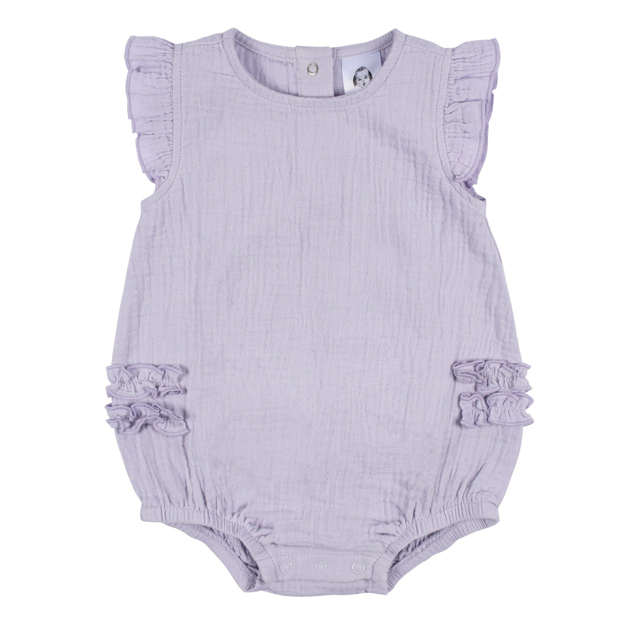Baby Girls Purple Gauze Bubble Romper | Gerber Childrenswear