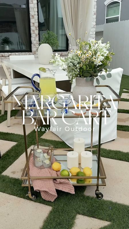 Summer Outdoor Bar Cart! Love these glassware from @wayfair! I grabbed them for Mother’s Day breakfast and they are perfect for margaritas or mocktails #wayfair #wayfairpartner 