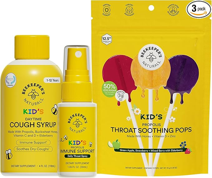 Beekeeper's Naturals Kid's Immune Support Essentials | Kid's Propolis Throat Spray - Propolis Hon... | Amazon (US)