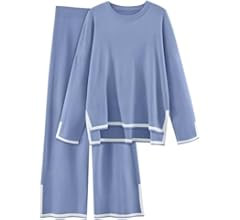 LILLUSORY 2 Piece Outfits for Women Fall Long Sleeve Sweater Set Top Sweat Suits 2023 Knit Pullov... | Amazon (US)