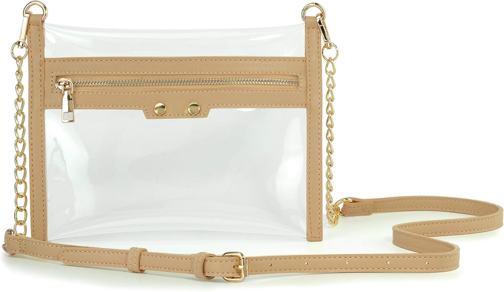 Clear Zipper Purse Stadium Approved Women Chain Crossbody Bag Convertible Wristlet Clutch | Amazon (US)