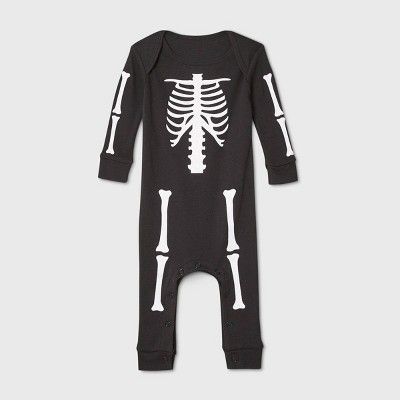 Baby Halloween Skeleton Matching Family Union Suit - Black | Target