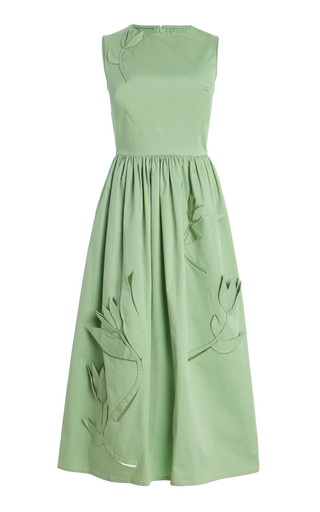 Exclusive Riviera Floral-Appliquéd Cotton Midi Dress | Moda Operandi (Global)