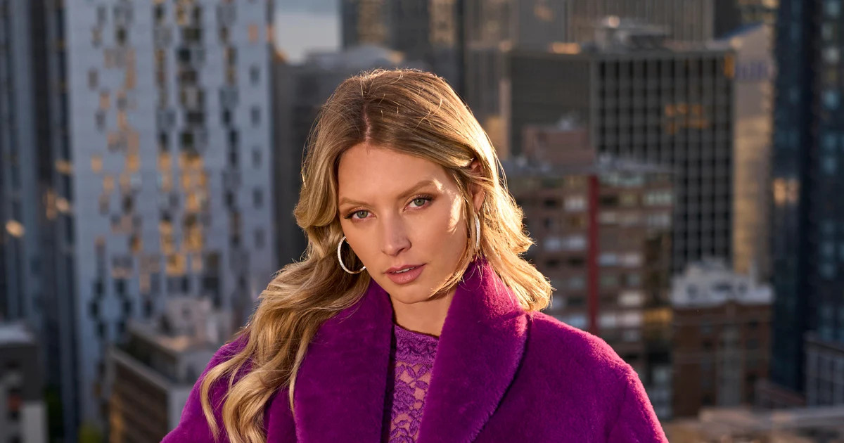 Shawl Collar Versatile Faux Fur Chubby - Hollyhock | Boston Proper | Boston Proper