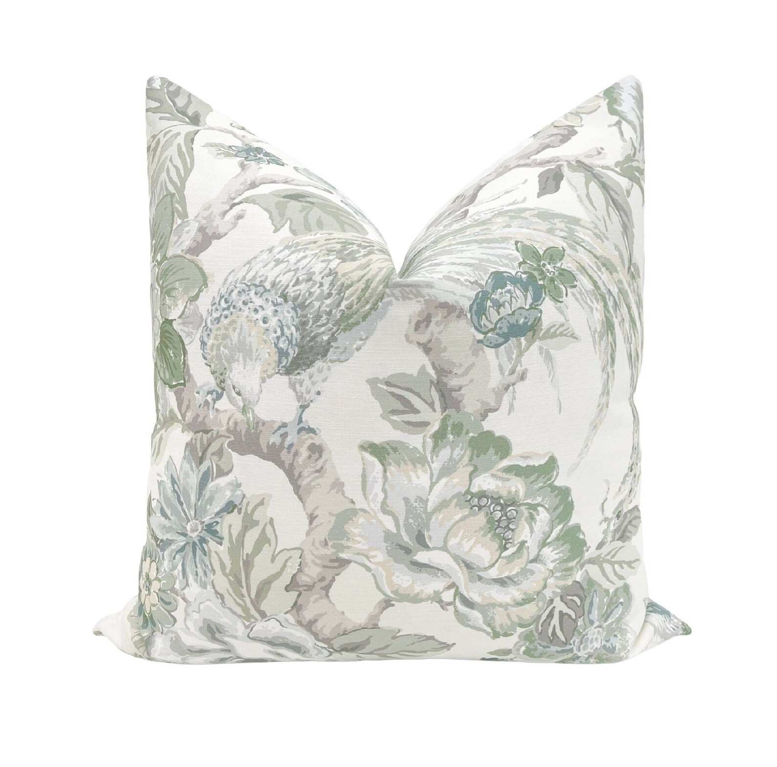 Floral Aviary Print // Eucalyptus Pillow COVER ONLY | floral print | floral print pillow | floral... | Etsy (US)