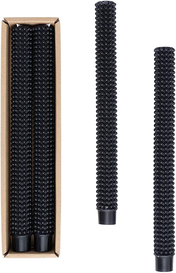 Creative Co-Op Unscented Hobnail Taper Box, Set of 2, Black Candles, 1" L x 1" W x 10" H, 2 Count | Amazon (US)