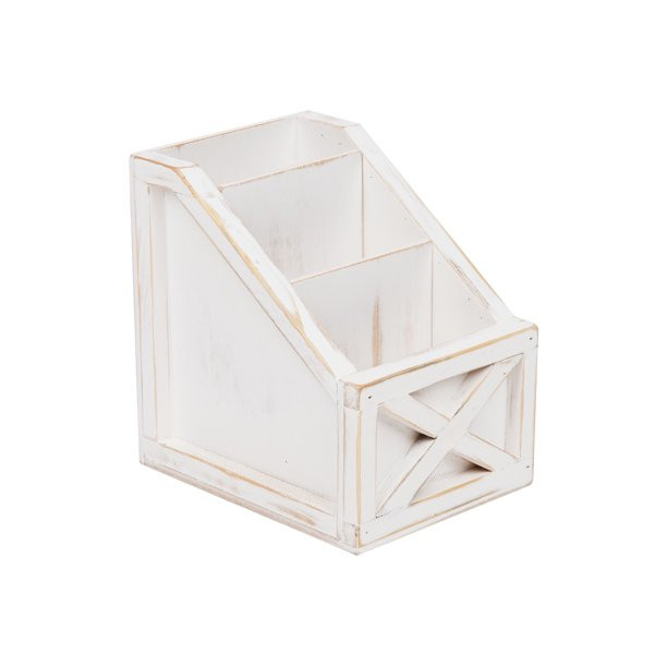 Mind Reader Vintage Rustic Wooden Organizer, Off-White - Walmart.com | Walmart (US)
