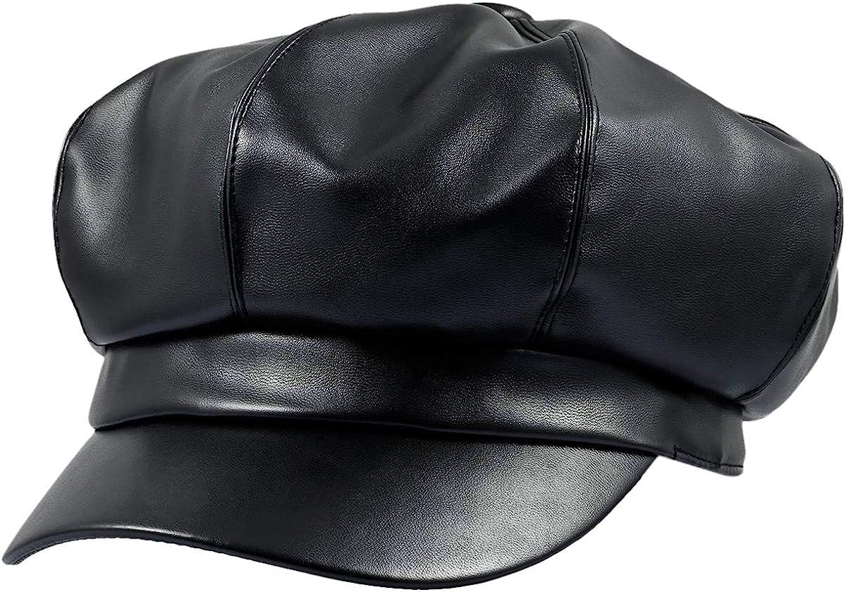 Sportmusies 8 Panels Newsboy Caps for Women, PU Leather Cabbie Painter Hat Gatsby Ivy Beret Cap | Amazon (US)