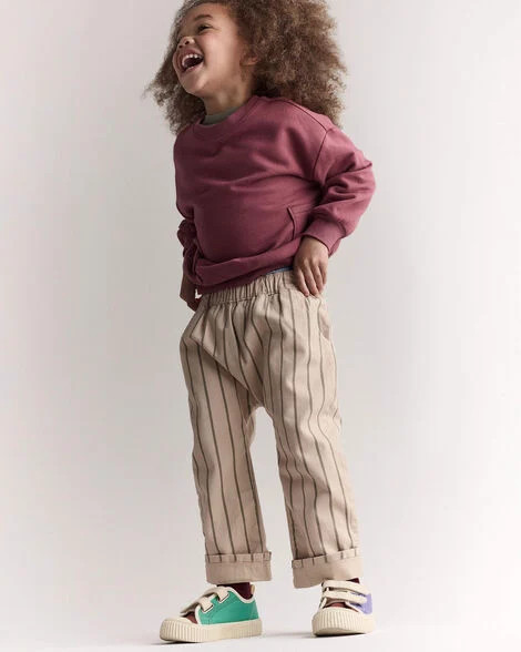 Toddler Striped Playground Pant - Beige/Olive | Carter's Inc