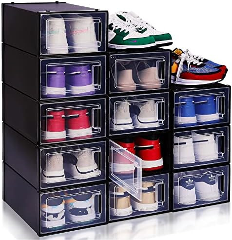 Shoe Organizer Shoe Storage Box, Shoe Boxes Clear Plastic Stackable, Clear Shoe Boxes Stackable B... | Amazon (US)