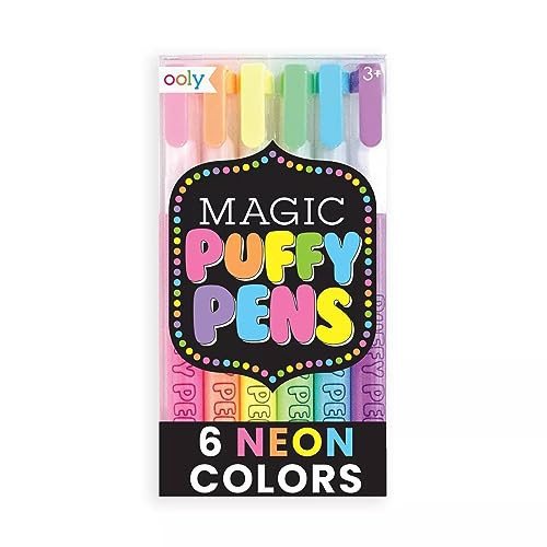 Ooly Magic Puffy Pens, Puffy Popcorn Drawing Pens, Set of 6 Neon Colors with 3D Ink, Just Add Hea... | Amazon (US)