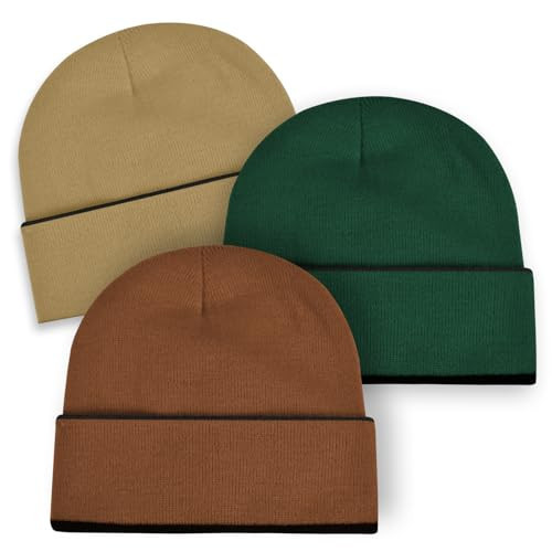 Rosoz 3-Pack Kids Beanie Boys Girls- Reversible Beanie with Double Sides- Big Kids Winter Hat for 7-12 Years Kids Knit Warm Caps | Amazon (US)