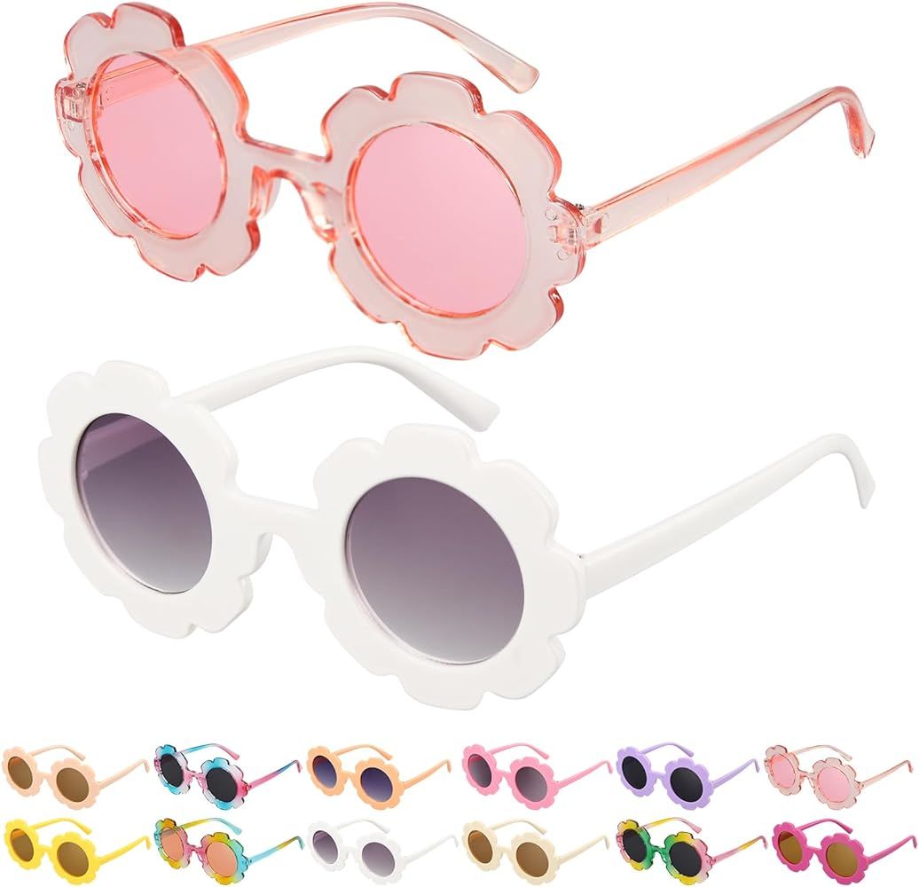 Mdvora 2/4/8/12/24 Pack Round Flower Sunglasses Set, Outdoor Kids Sunglasses Kit, 12 Color Option... | Amazon (US)
