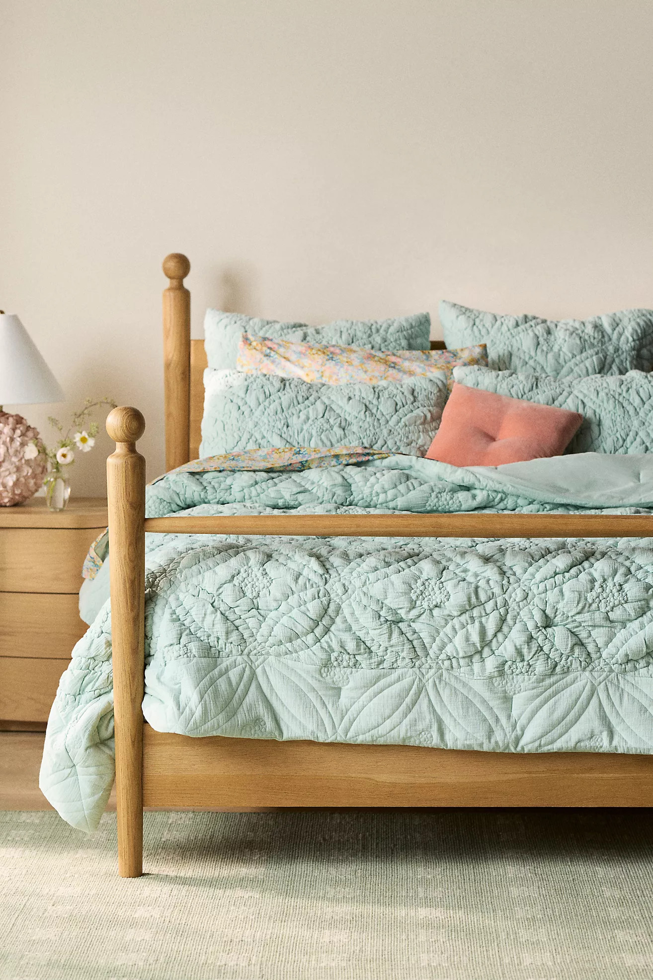 Everly Cotton Floral Manipulated Quilt | Anthropologie (US)