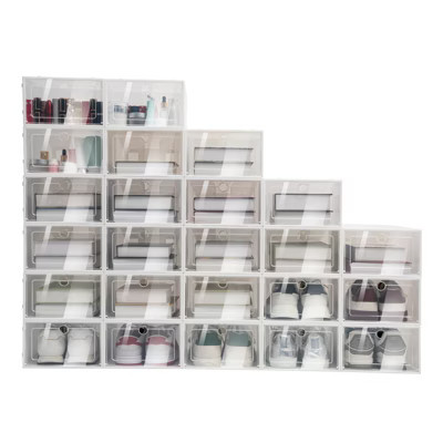 YIYIBYUS Modern 24Pcs Stackable Plastic Shoe Boxes, White | Target