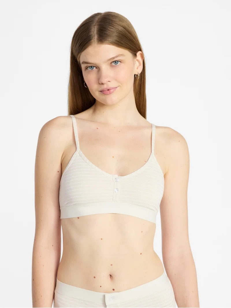 No Boundaries Women's Cotton Jersey Triangle Bralette w/Buttons Sizes XS-XXXL | Walmart (US)
