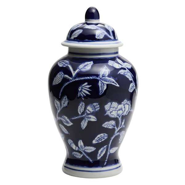 Blue Floral Chinoiserie Ginger Jar, 11", Porcelain, sold by At Home | At Home
