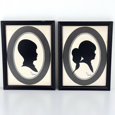 Vintage Silhouette Cut Outs FramesArt Boy And Girl Portraits | eBay US