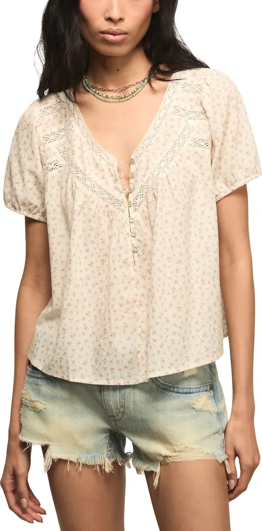 Lace Henley Peasant Top | Nordstrom