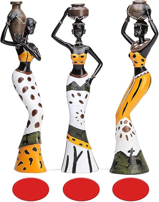 Rayberro 3 Pack African Women Sculpture, 7.5" Exotic Tribal Lady Figurine, Black Statue Home Offi... | Amazon (US)