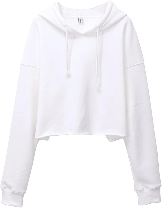 Amazhiyu Women's Cropped Hoodies Long Sleeves Fleece Crop Top Sweatshirt with Hooded | Amazon (US)