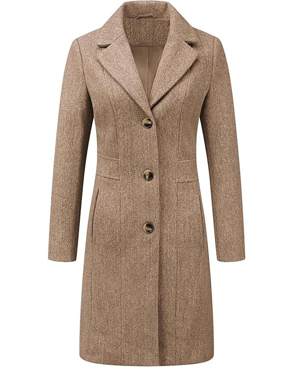 Allegra K Women's Lapel Single-Breasted Long Outerwear Winter Coats | Amazon (US)