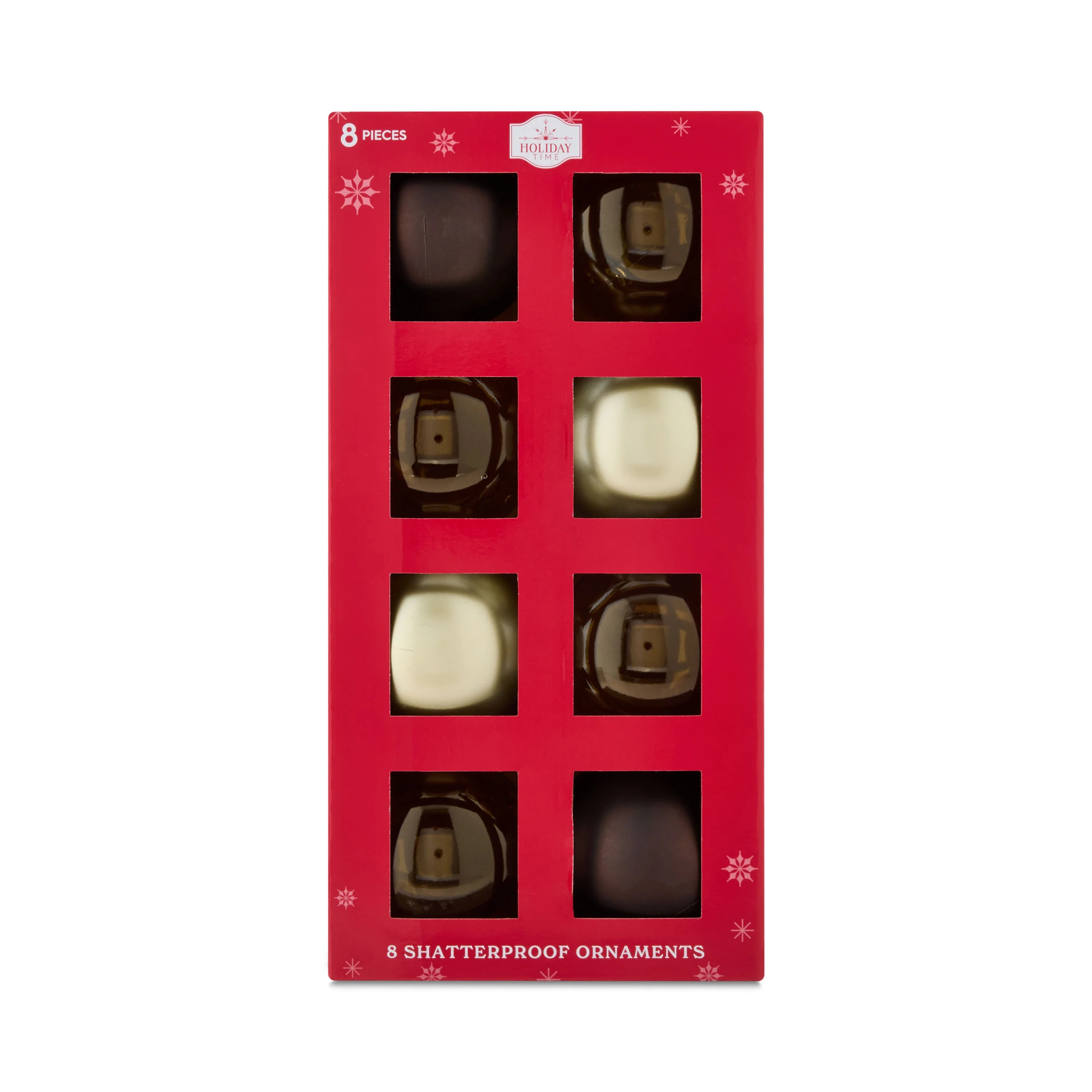 8-Count Brown, Bronze, and Champagne Shatterproof Christmas Ornaments, 3.94 in, by Holiday Time | Walmart (US)