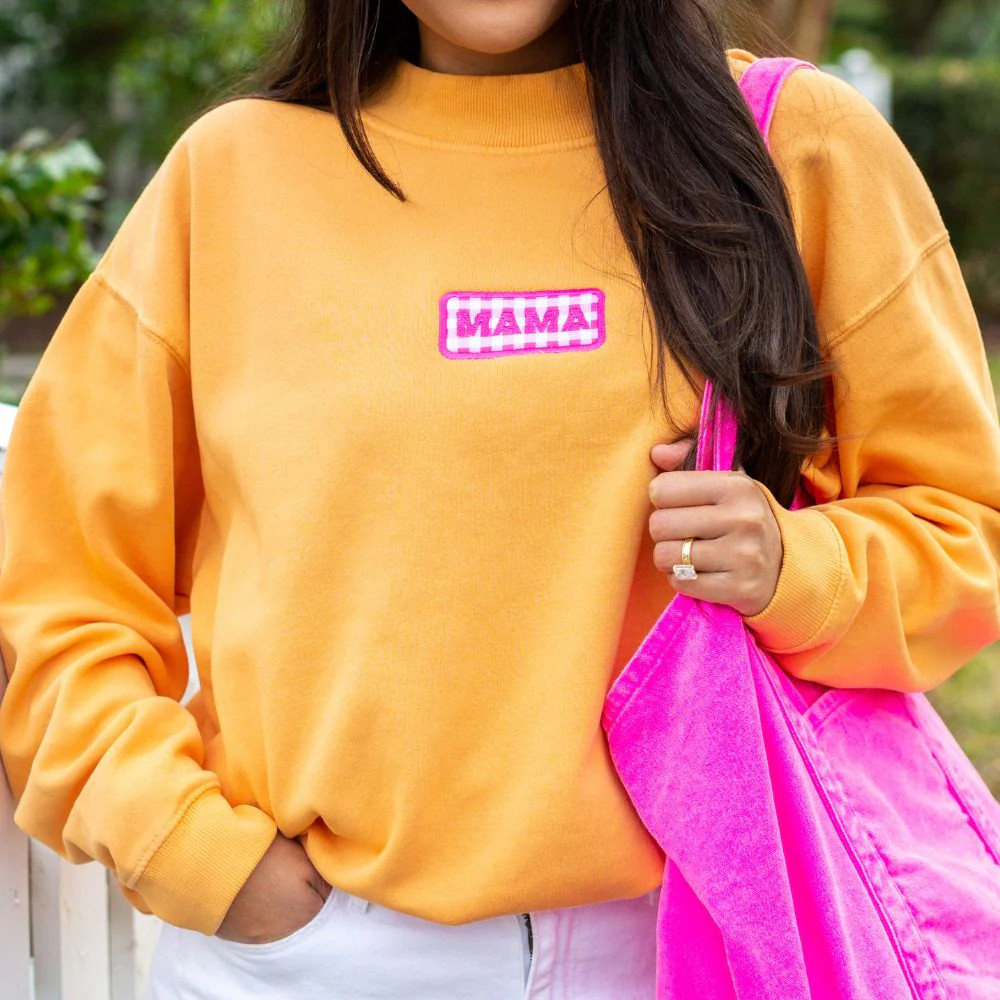 'Mama Gingham Patch' Mockneck | United Monograms