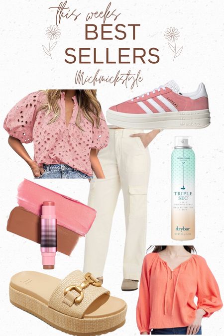 This weeks top sellers. Spring top. Summer blouse. Cargo pants. Sandals. Sneakers. Blush. Contour. Hair care  

#LTKfindsunder50 #LTKxTarget #LTKxSephora