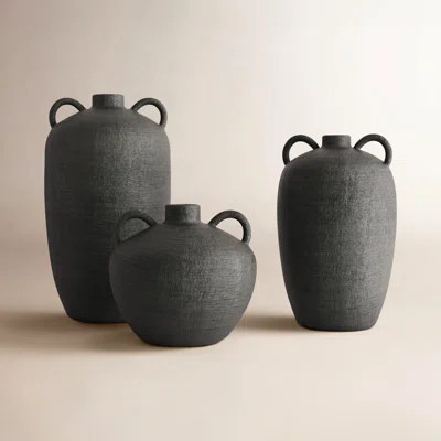 3 Piece Iyanna Black Ceramic Table Vase Set | Wayfair North America