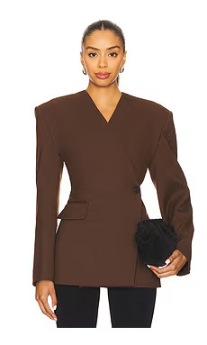 EAVES x Yhasmina Ferrara Naama Blazer in Brown from Revolve.com | Revolve Clothing (Global)