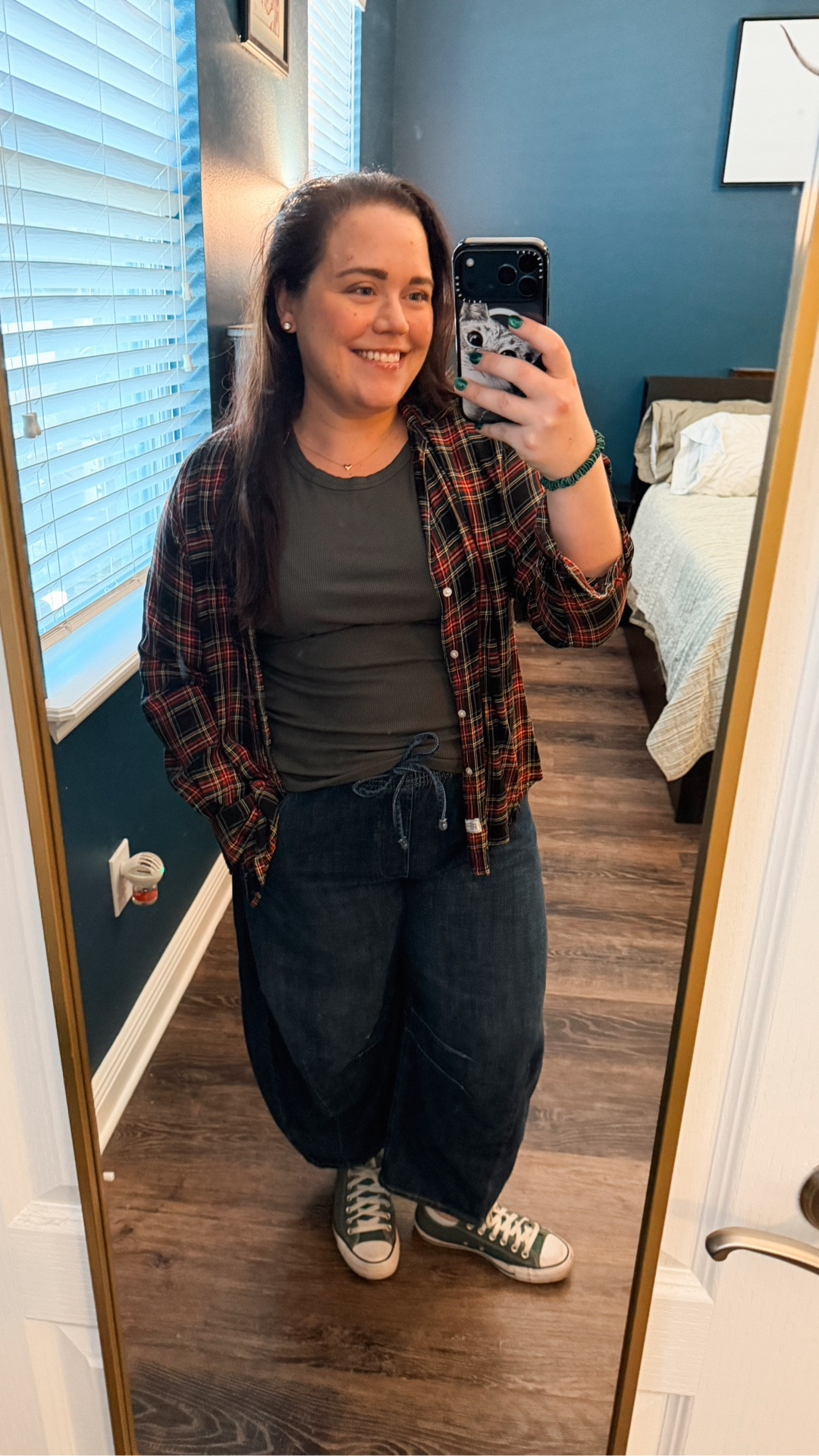 Fellow tartan lovers, this one’s for you 💚
Kicking off my tartan styling series with an easy coffee-date outfit. This Frank & Eileen button-up is one of my most-worn pieces — they have so many great plaids right now, including a newer version of this Stewart tartan. I sized up for a looser fit, but TTS works too. Paired it with a simple tank, my new petite-friendly barrel jeans, and colorful Converse for a cozy, everyday look. What do you think?

#LTKSeasonal #LTKStyleTip #LTKHoliday